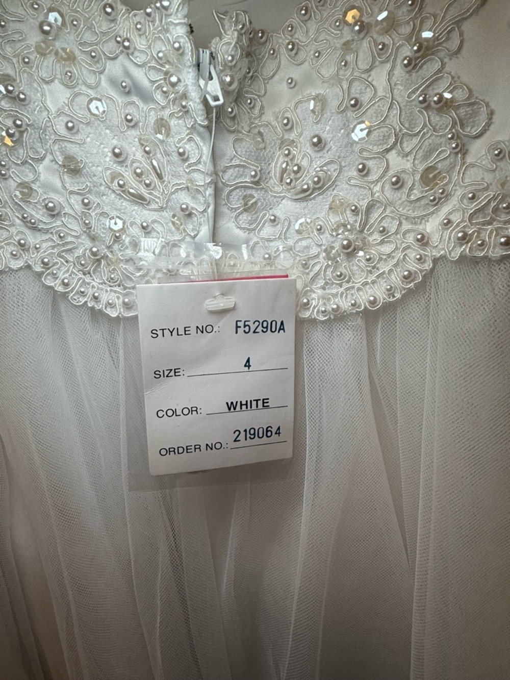 David's Bridal White Embroidered Tulle Flower Girl Dress - Picture 12 of 16